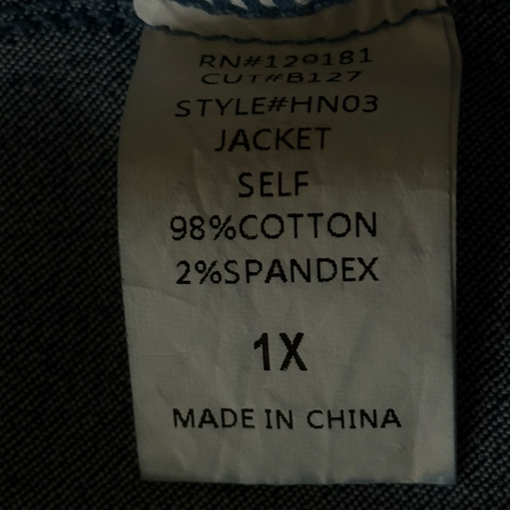 Fashion Nova Denim Patchwork Cropped Jacket (1X) - Picture 5 of 6